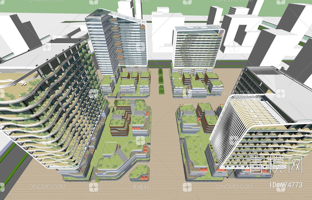 城市文化商业综合体SU模型下载【ID:674773】