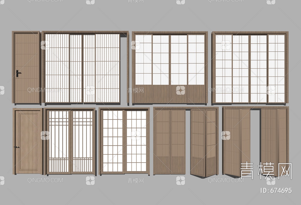 推拉门 单开门SU模型下载【ID:674695】