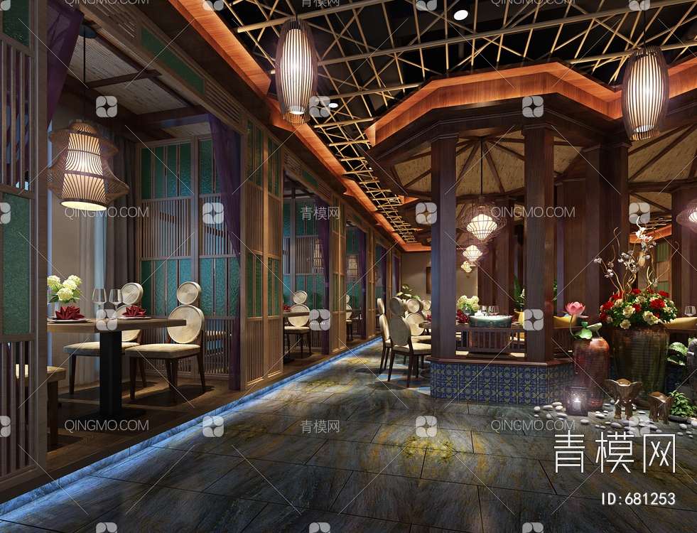 餐厅，自助餐厅3D模型下载【ID:681253】