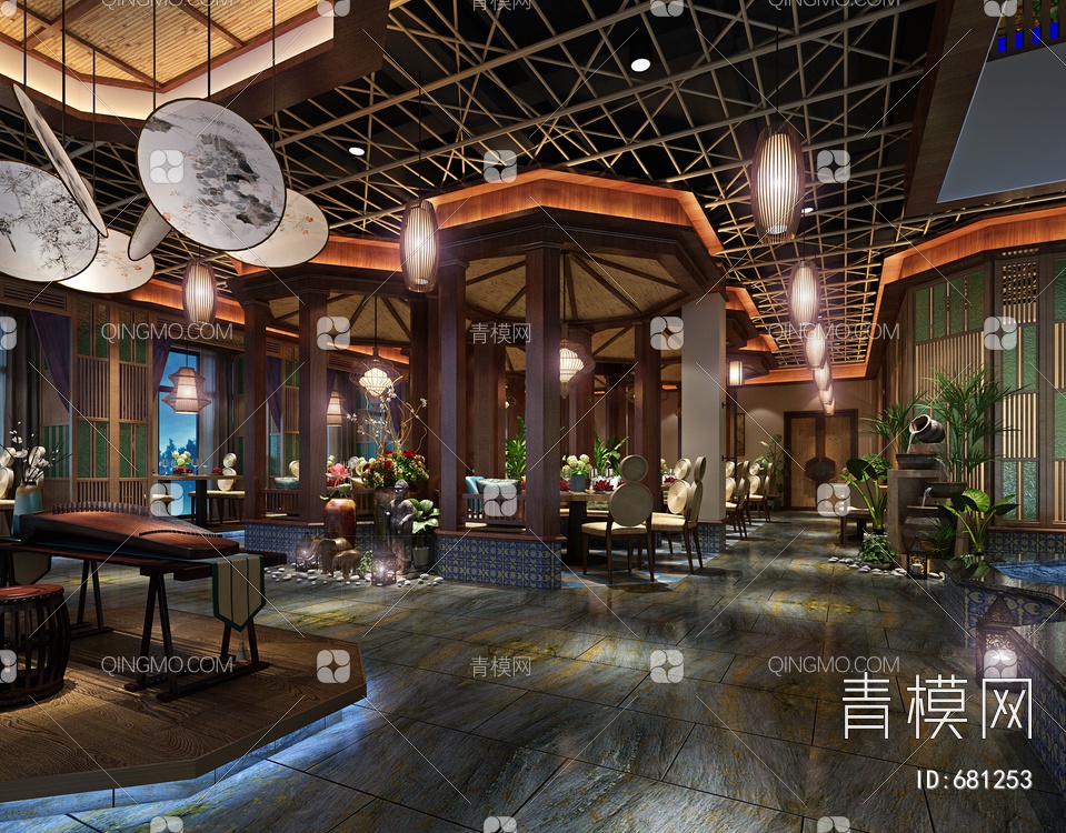餐厅，自助餐厅3D模型下载【ID:681253】