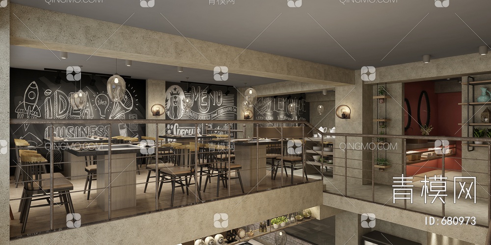 餐厅，自助餐厅3D模型下载【ID:680973】