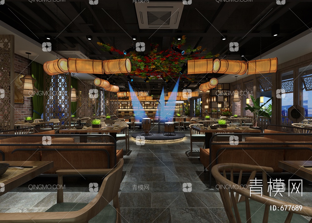 餐厅，自助餐厅3D模型下载【ID:677689】