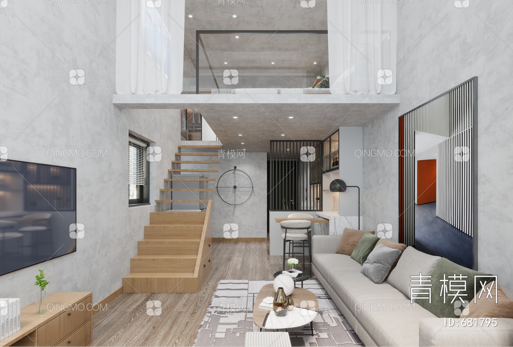 loft单身公寓3D模型下载【ID:681795】