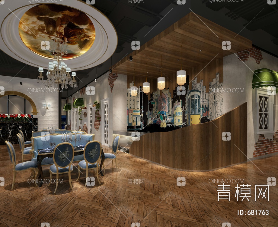 餐厅，自助餐厅3D模型下载【ID:681763】