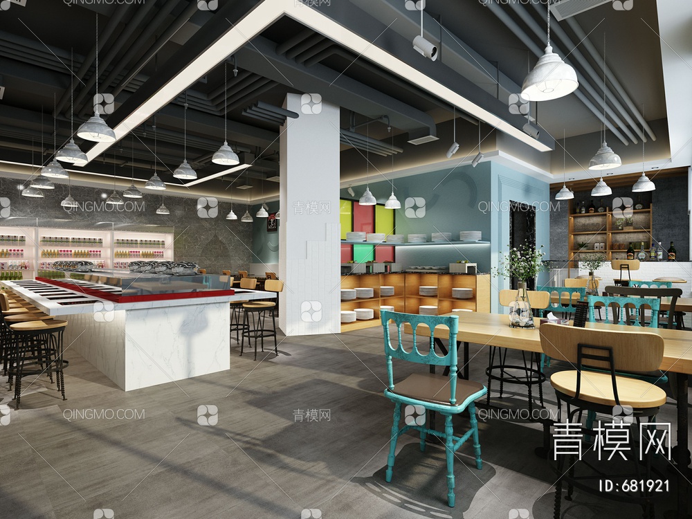 餐厅，自助餐厅3D模型下载【ID:681921】