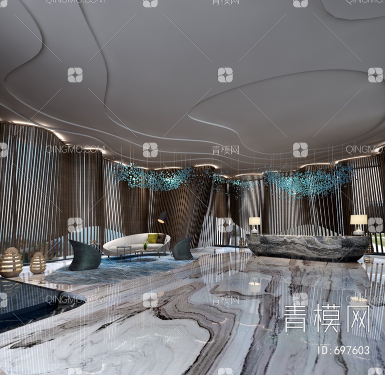 酒店大堂、前台3D模型下载【ID:697603】