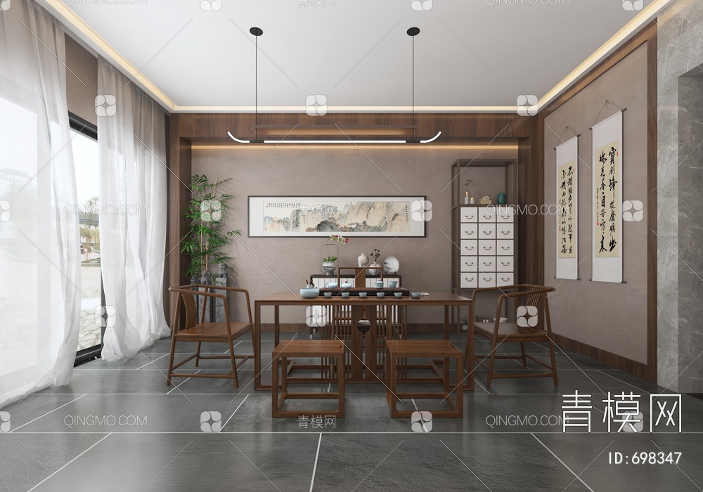 茶室，茶桌3D模型下载【ID:698347】