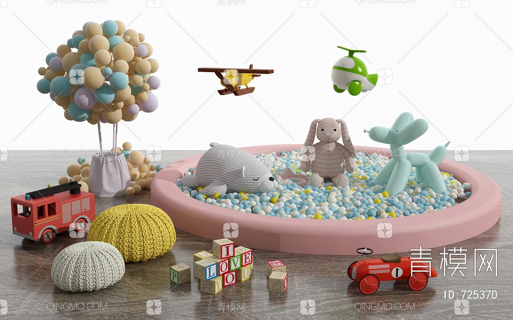 儿童玩具气球组合3D模型下载【ID:725370】