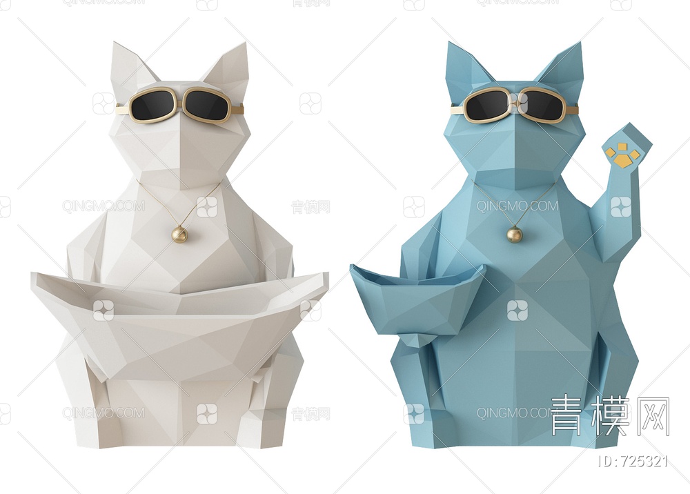 雕塑招财猫3D模型下载【ID:725321】