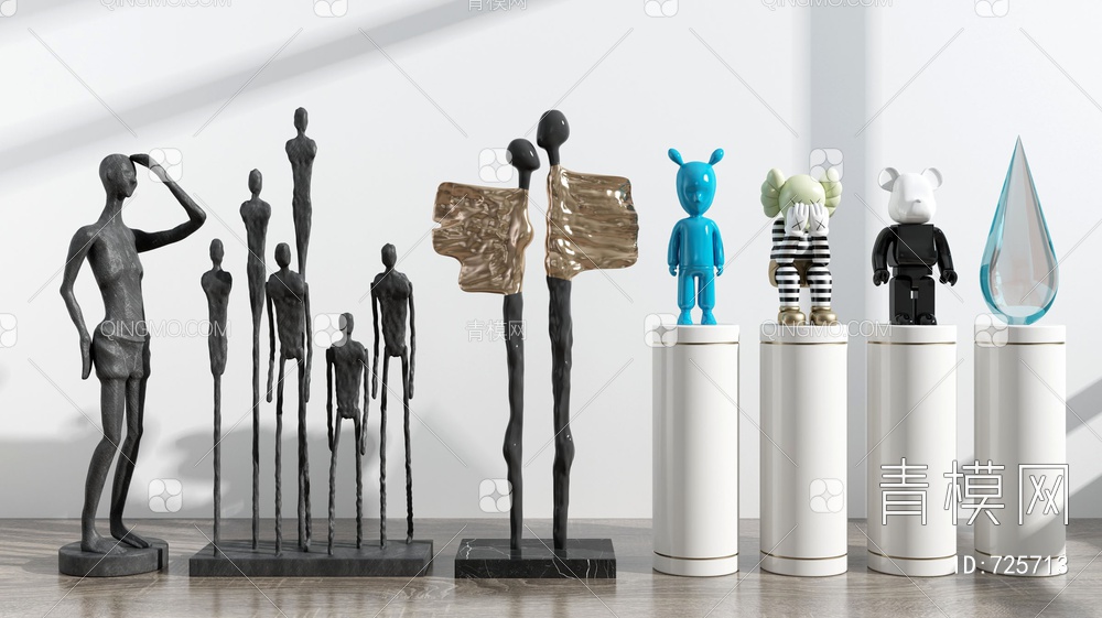 抽象人物动物雕塑3D模型下载【ID:725713】