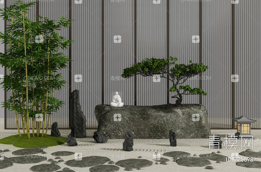 园艺小品旱景景观3D模型下载【ID:725698】