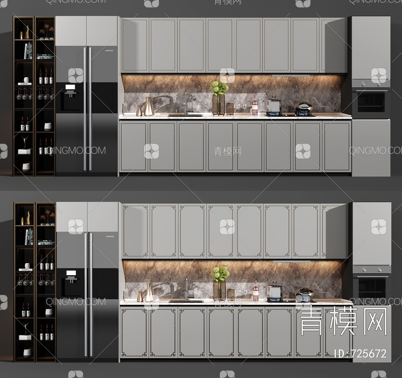 厨房橱柜酒柜3D模型下载【ID:725672】