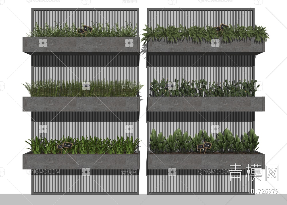 植物盆栽 绿植墙SU模型下载【ID:725979】