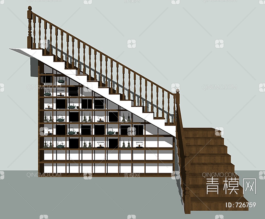 楼梯储物架组合SU模型下载【ID:726759】
