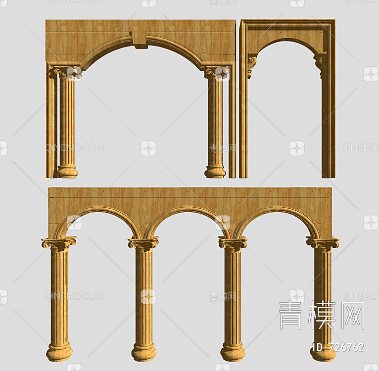 门洞罗马柱组合SU模型下载【ID:726762】