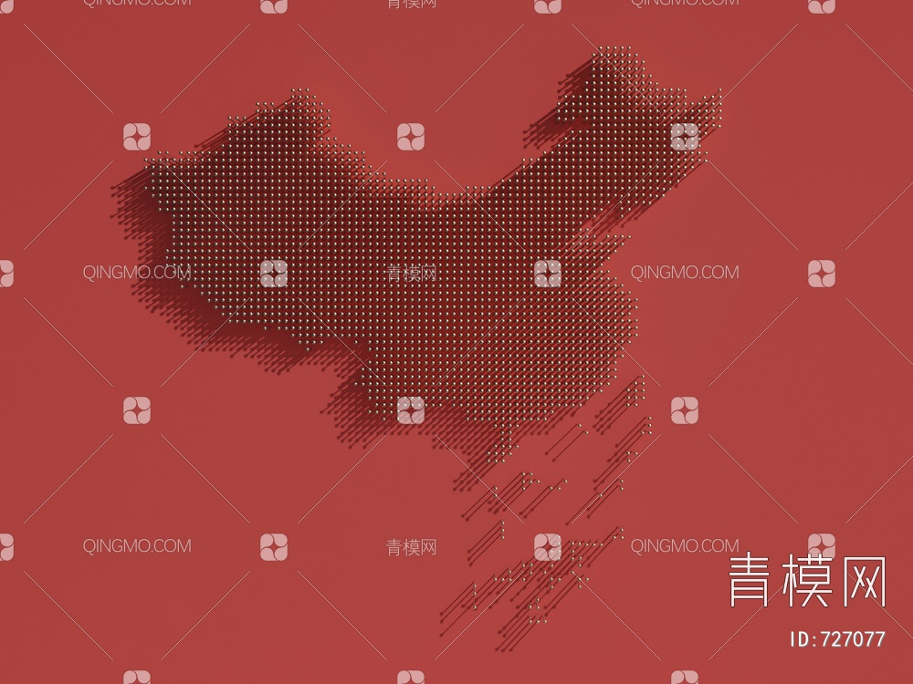 中国地图钉子画3D模型下载【ID:727077】