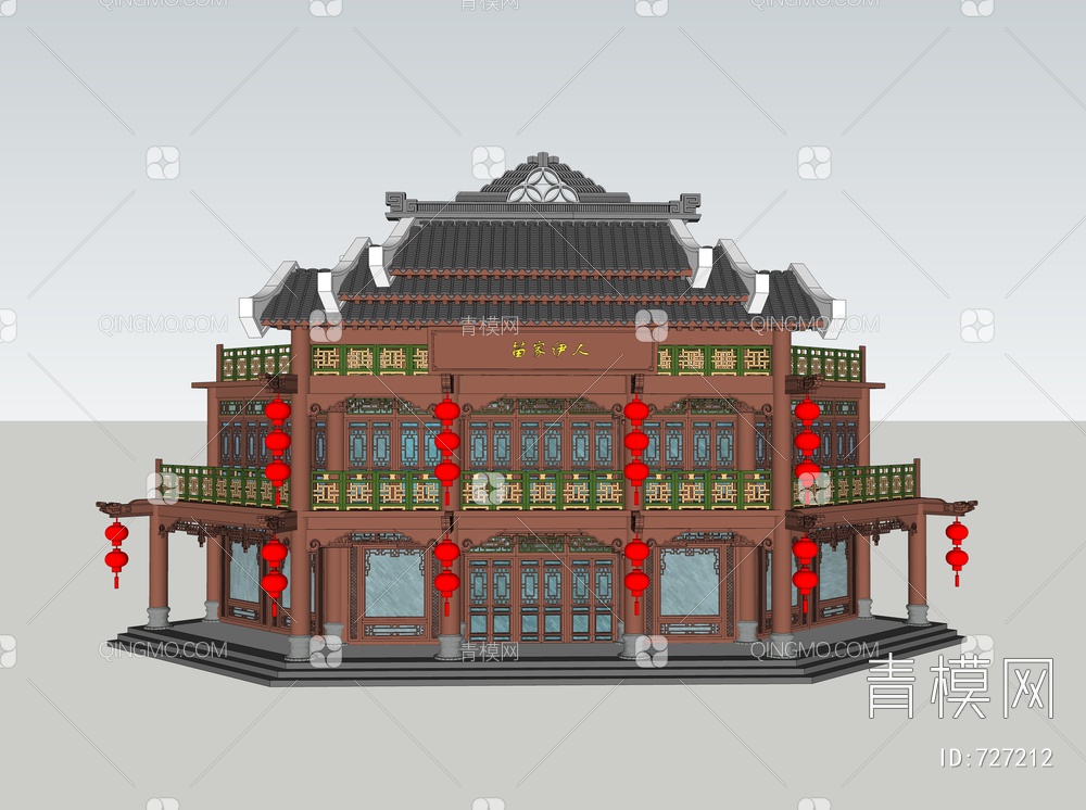 文化商业建筑门头SU模型下载【ID:727212】