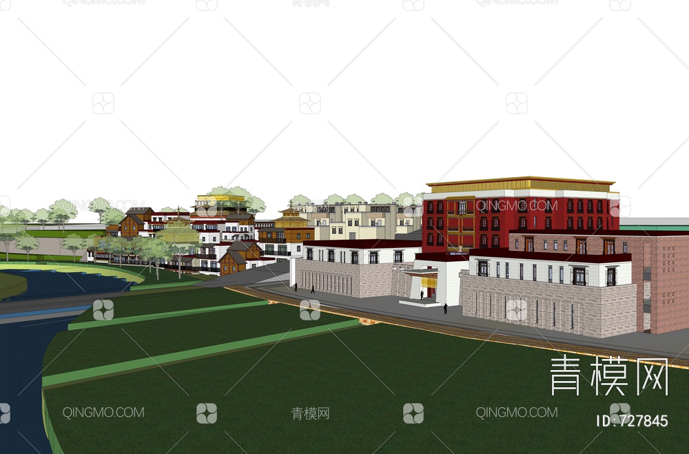 藏族文化商业综合体酒店SU模型下载【ID:727845】
