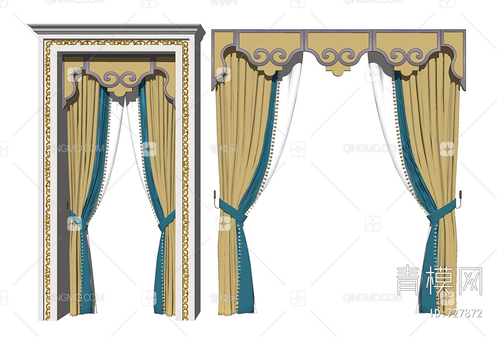 窗帘组合SU模型下载【ID:727872】