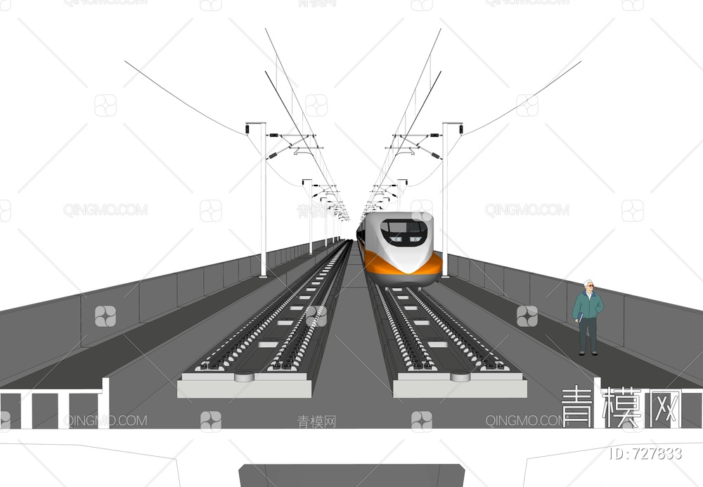 高速铁路高铁轨道交通SU模型下载【ID:727833】