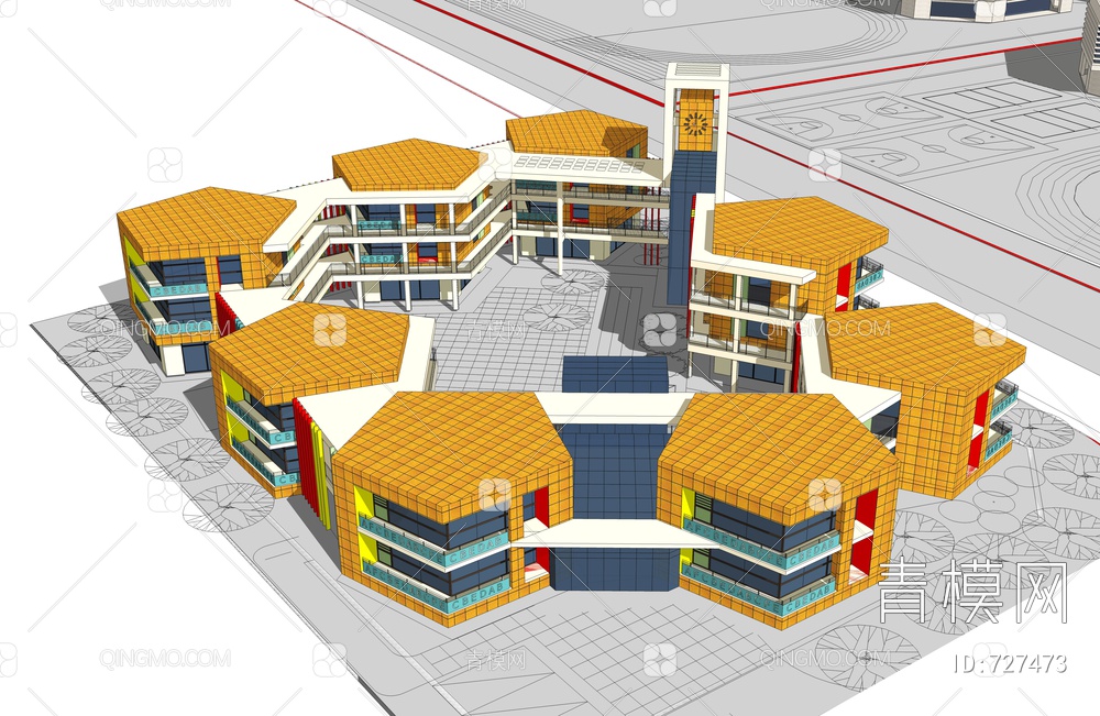 文化创意中心幼儿园SU模型下载【ID:727473】
