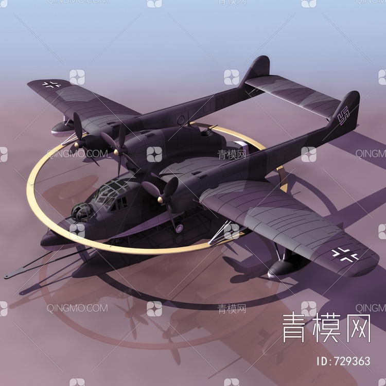 双机身战斗机3D模型下载【ID:729363】