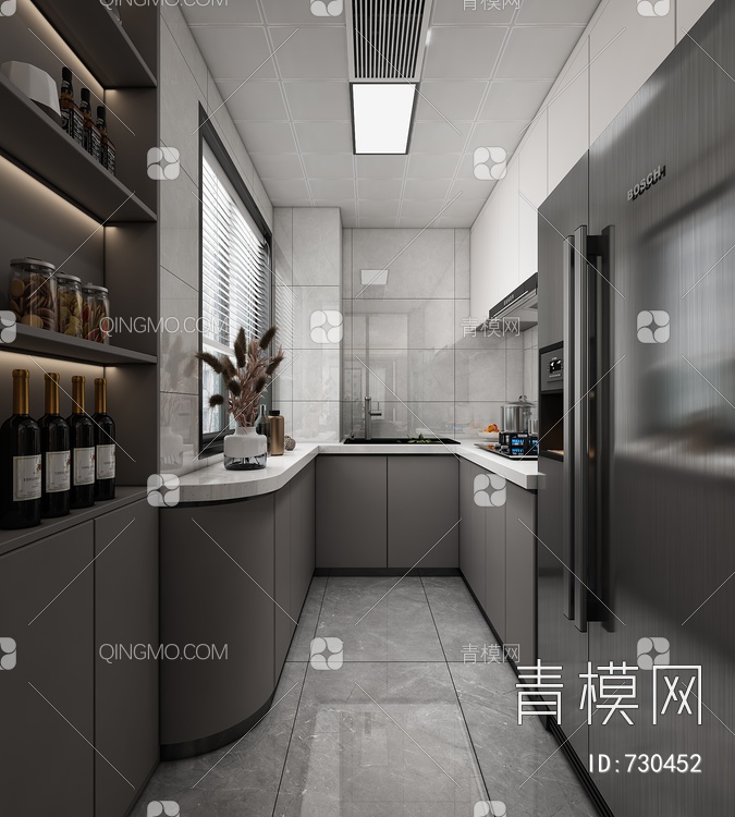 客餐厅 厨房3D模型下载【ID:730452】