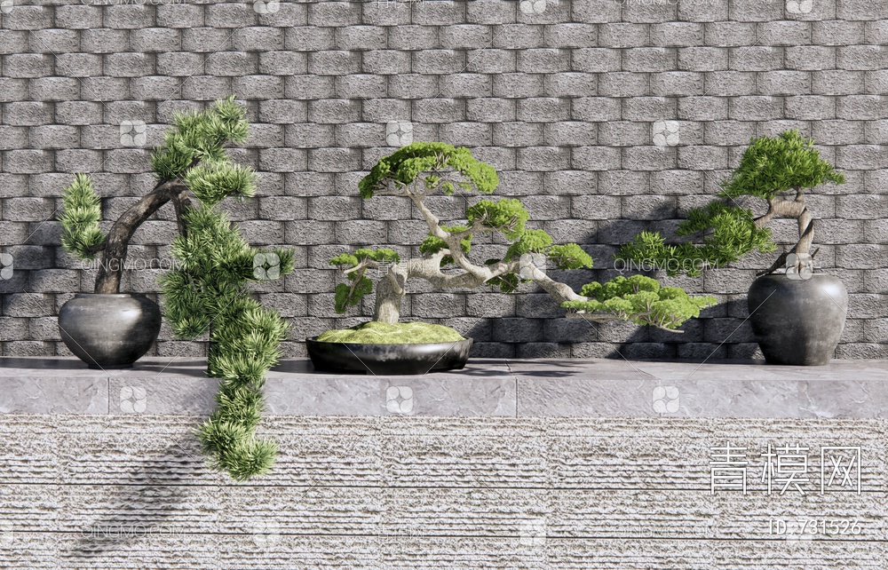 松树盆景SU模型下载【ID:731526】