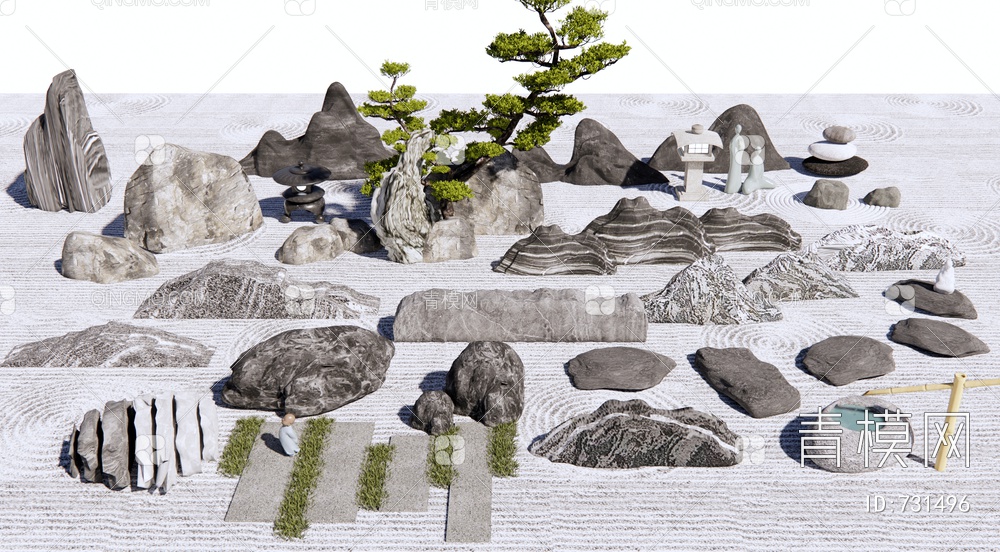 景观石头假山SU模型下载【ID:731496】