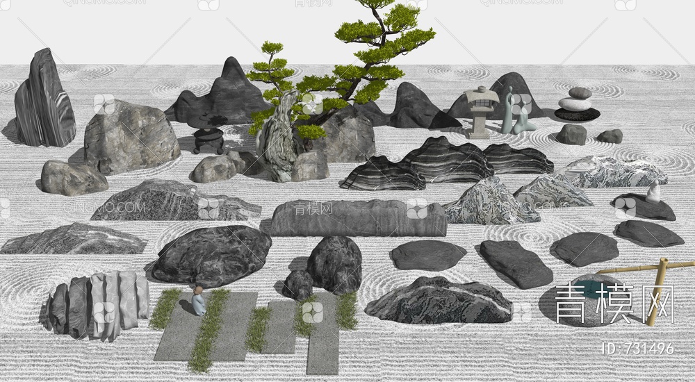 景观石头假山SU模型下载【ID:731496】