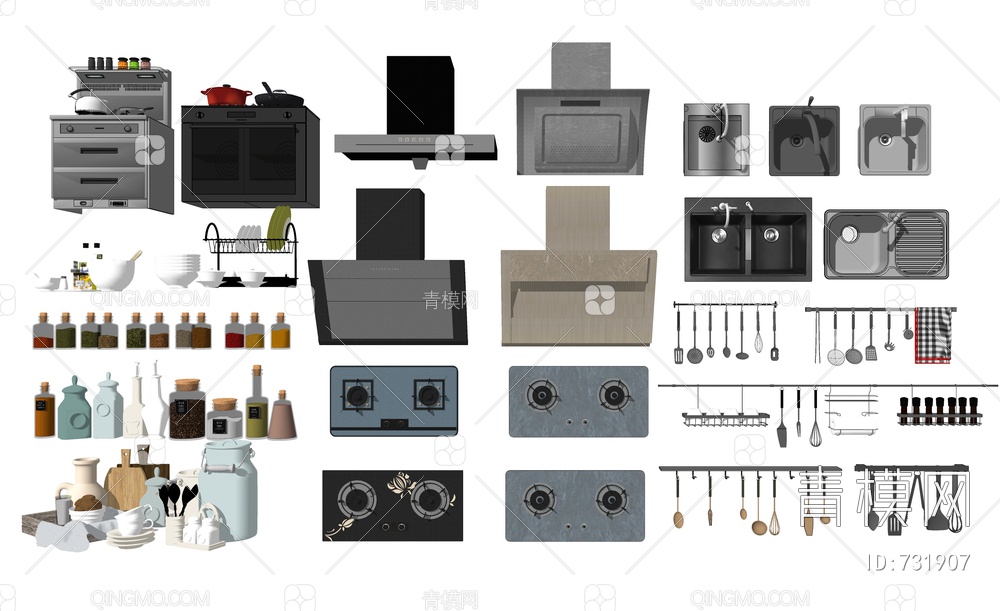 厨房厨具 厨房用品SU模型下载【ID:731907】