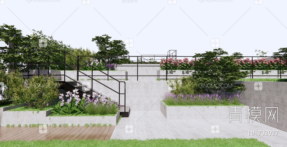 屋顶花园 户外沙发SU模型下载【ID:732027】