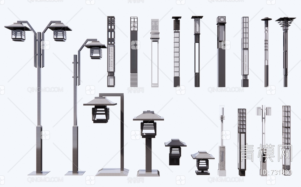 路灯景观灯 草坪灯SU模型下载【ID:731880】