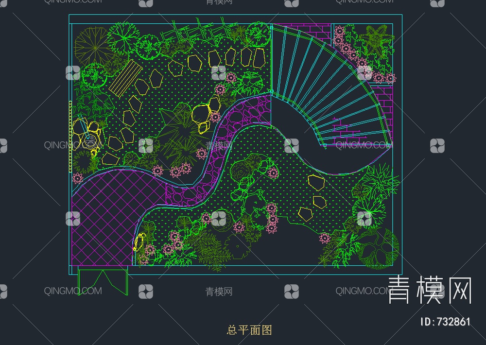 别墅花园庭院景观设计【ID:732861】