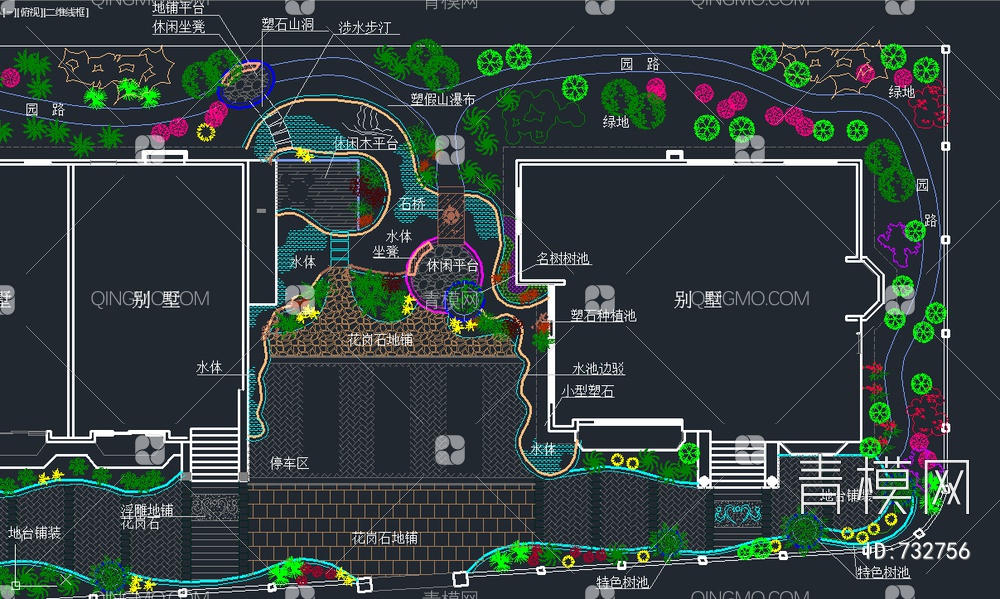 别墅庭院景观设计平面图【ID:732756】