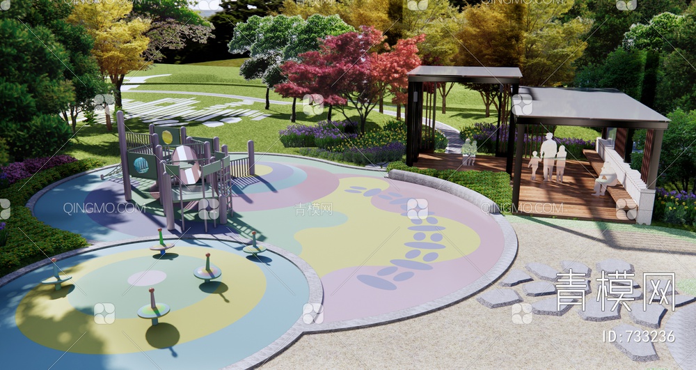 儿童公园景观SU模型下载【ID:733236】