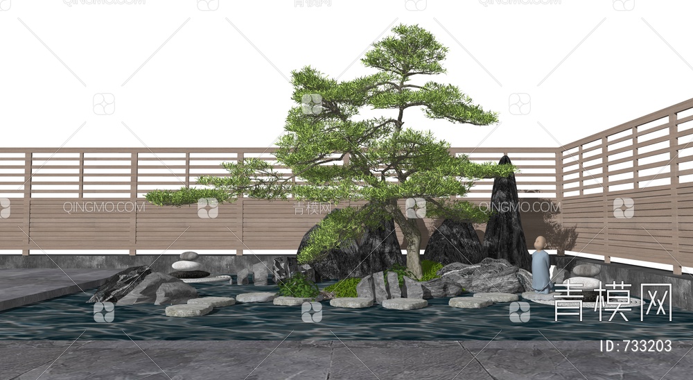 假山水景 石头SU模型下载【ID:733203】