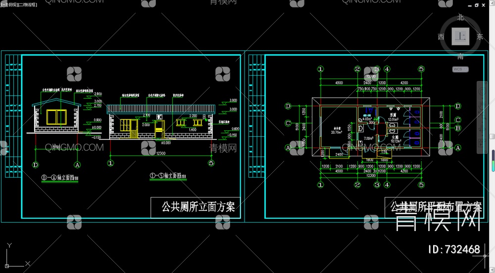 公共厕所建筑方案施工图【ID:732468】