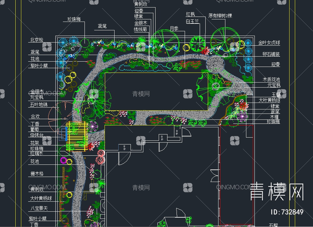 别墅庭院景观设计平面图【ID:732849】