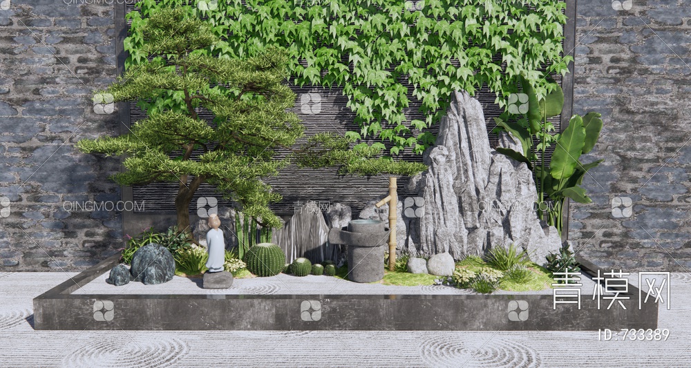 假山水景 石头SU模型下载【ID:733389】