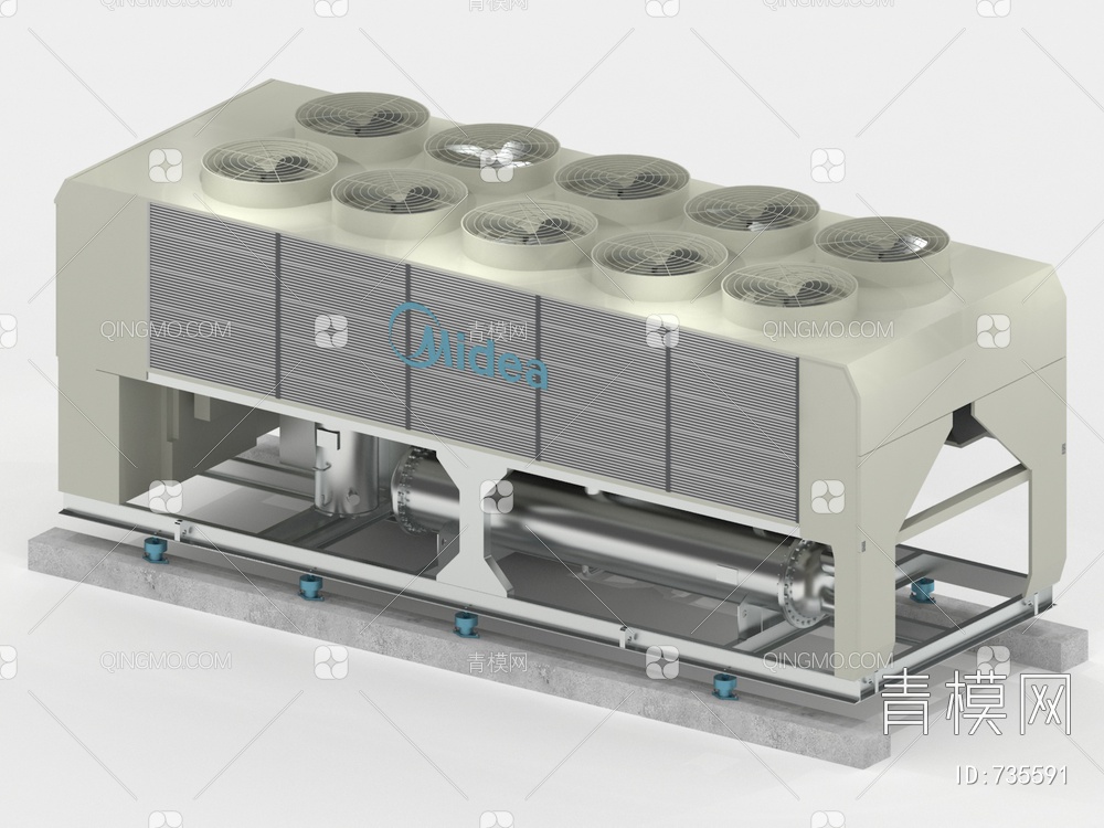 美的变频风冷螺杆机组3D模型下载【ID:735591】