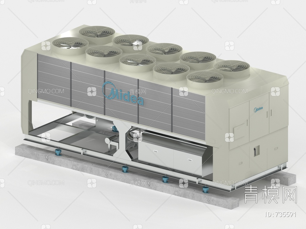 美的变频风冷螺杆机组3D模型下载【ID:735591】