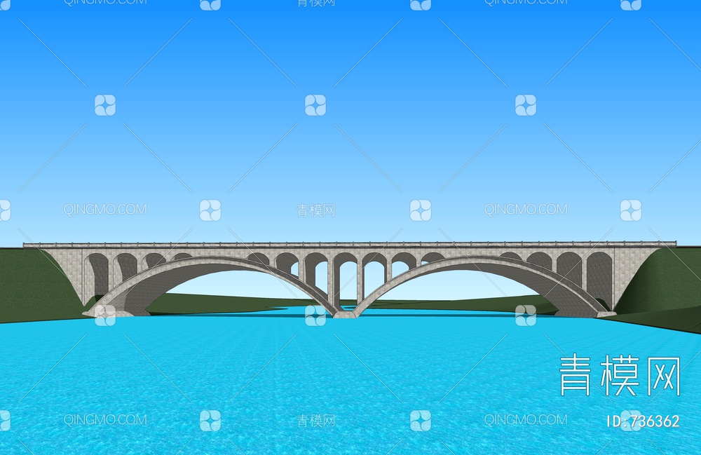 跨河桥SU模型下载【ID:736362】