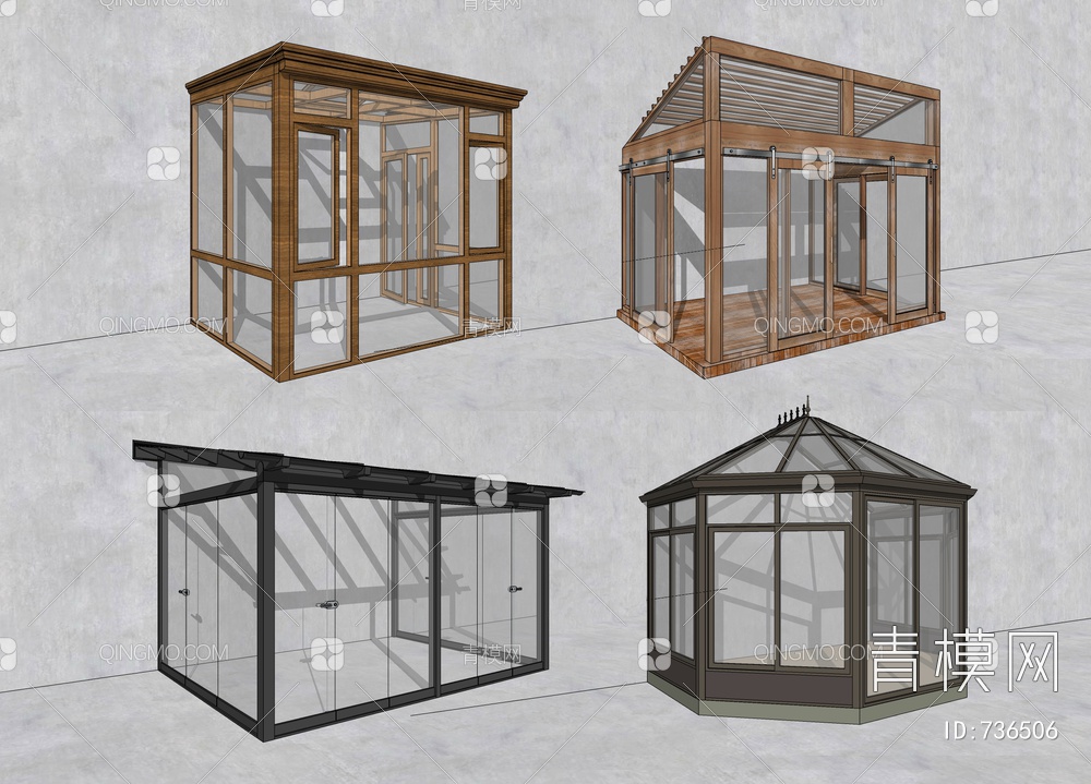 玻璃阳光房SU模型下载【ID:736506】