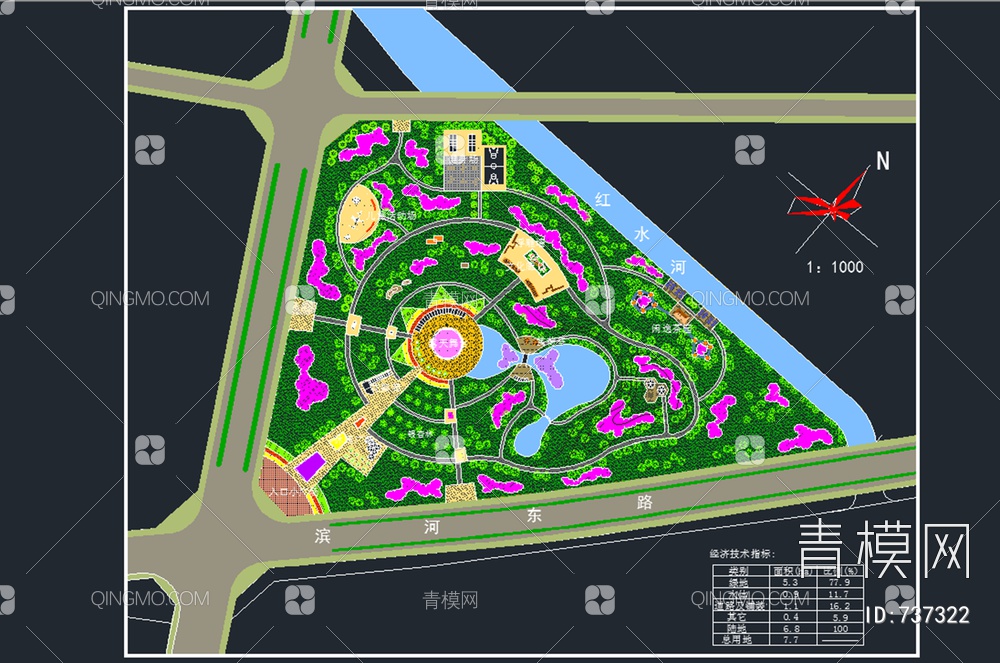 中心绿地总体规划图 休闲广场景观设计【ID:737322】