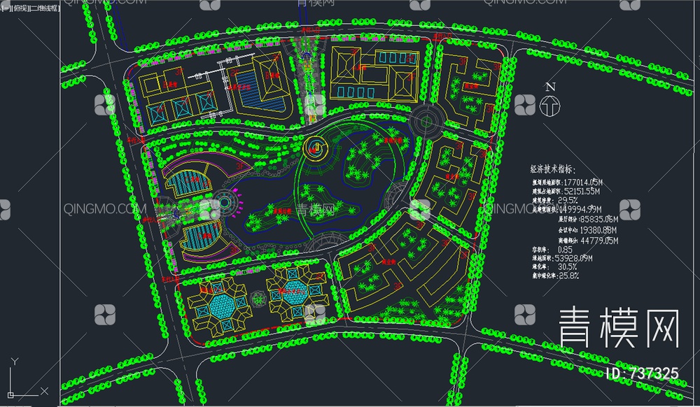 某综合区总平面景观设计图【ID:737325】