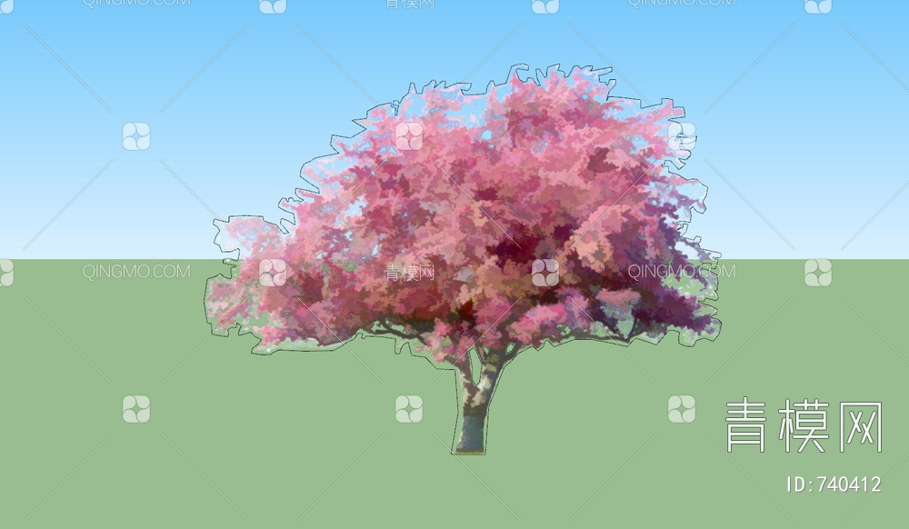 樱花树 2D树SU模型下载【ID:740412】