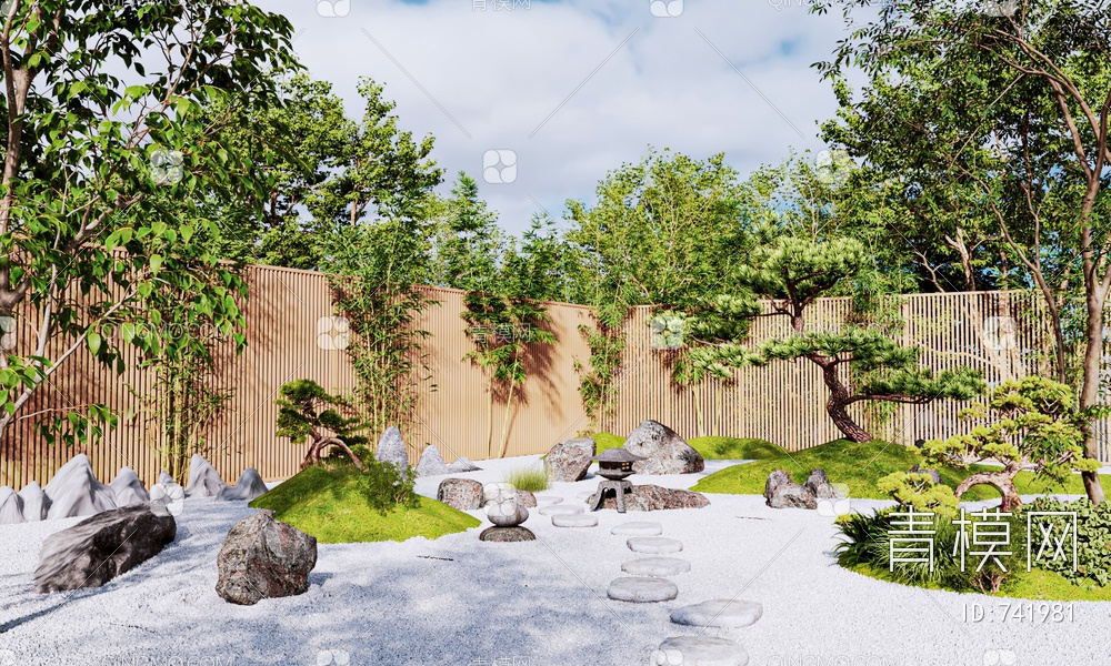庭院景观枯山水3D模型下载【ID:741981】