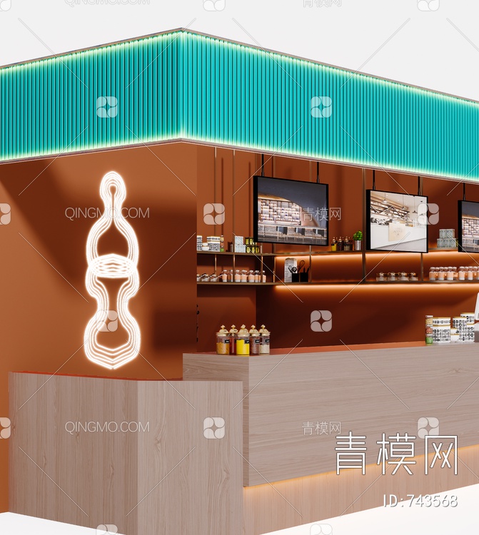 咖啡厅吧台3D模型下载【ID:743568】