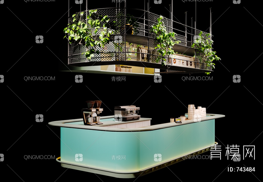 咖啡厅吧台3D模型下载【ID:743484】